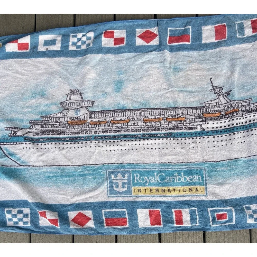Royal Caribbean Cruise Ship Int’l Beach Towel Nautical Flags 60” Vintage 1990’s